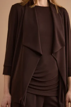Cardigan Elegante in Jersey Crêpe - CIOCCOLATO