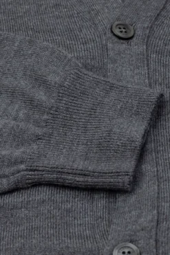 Cardigan in lana con bottoni - ANTRACITE