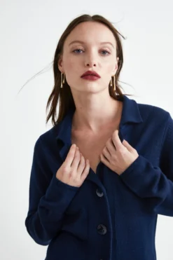 Cardigan in lana con bottoni - BLU