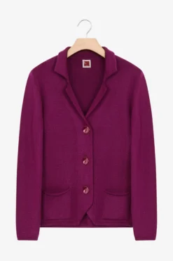 Cardigan in lana con bottoni - CICLAMINO