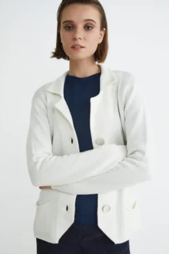 Cardigan in lana con bottoni - ECRU
