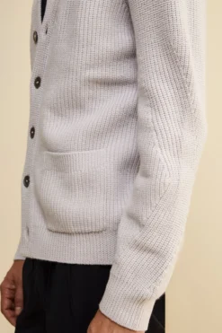 Cardigan in Lana Merino a Costa Inglese - GRIGIO CHIARO