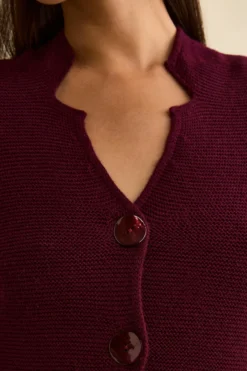 Cardigan in lana Merino - BORDEAUX