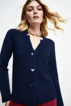 Cardigan in lana Merino - NAVY