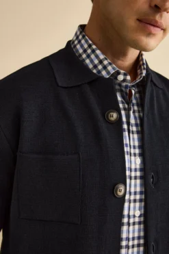 Cardigan in Misto Lana con Tasche - BLU