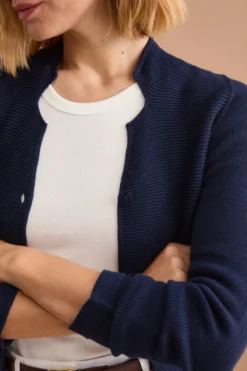 Cardigan Links Scollo a V in Cotone - BLU
