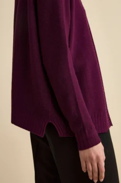 Cardigan Lungo con Collo a Scialle in Lana - PRUGNA