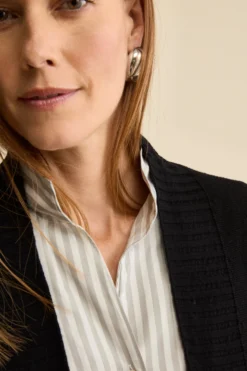 Cardigan Lungo con Collo a Scialle in Lana - NERO