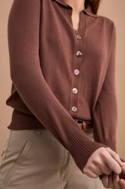 Cardigan Polo in Cotone - TERRA