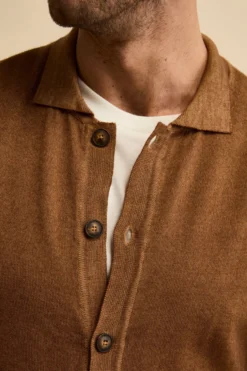 Cardigan Regular Fit in Lana Merino - TABACCO