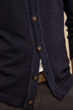 Cardigan Regular Fit in Lana Merino - BLU MARINE