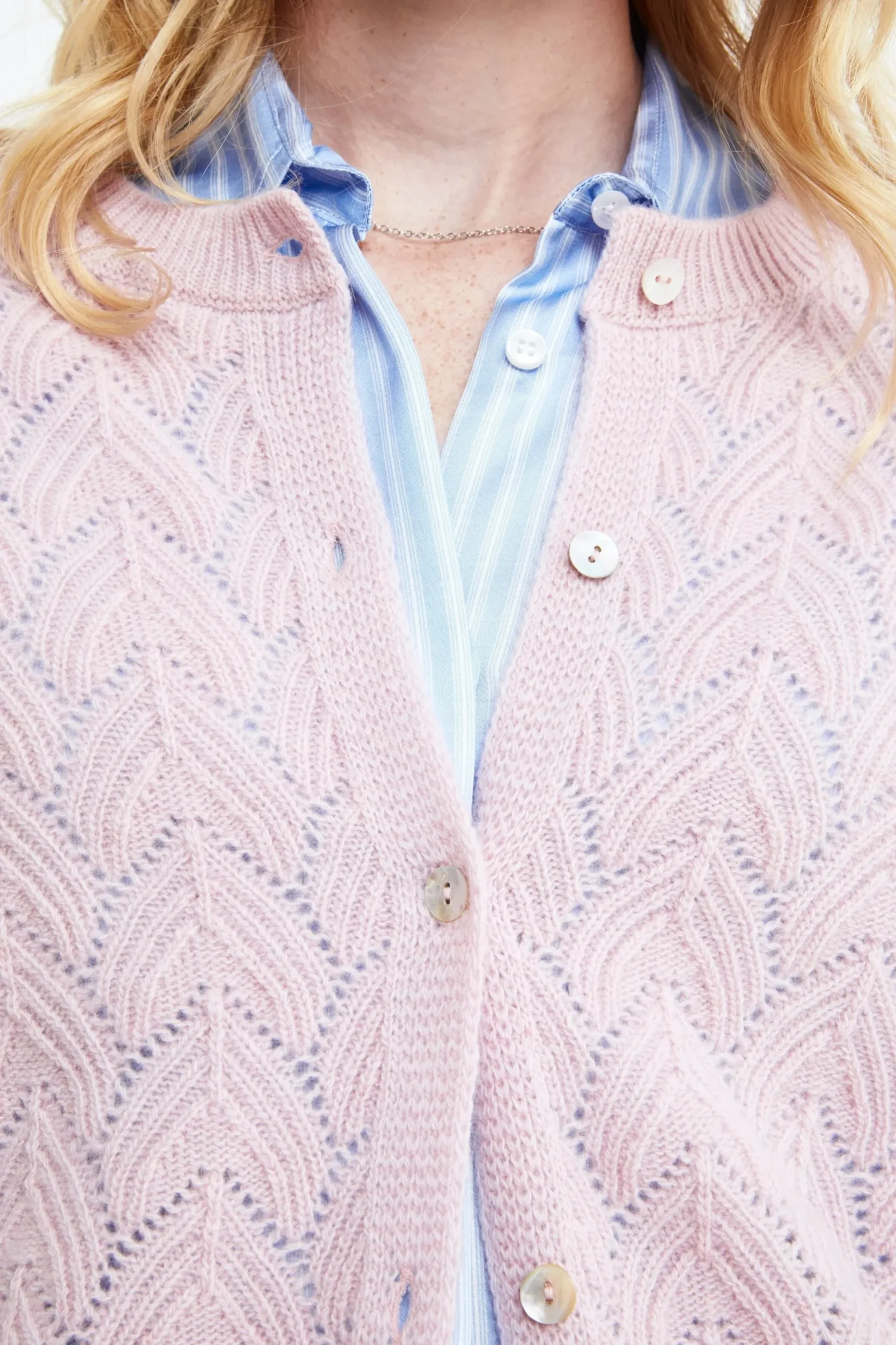 Cardigan Traforato in lana e cashmere - ROSA