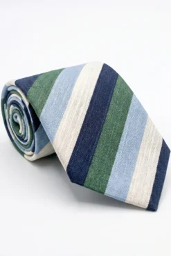 Cravatta Casual in Seta a Righe - RIGATO BLU/VERDE