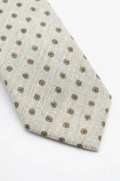 Cravatta in Lino e Seta a Fiori - FANT. BEIGE