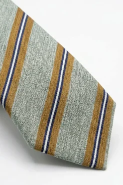 Cravatta in Lino e Seta a Righe - BEIGE RIGATO
