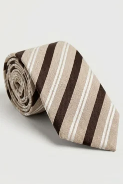 Cravatta in Seta a Righe - RIGATO MARRONE/BEIGE