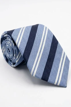 Cravatta in Seta a Righe - RIGATO BLU/AZZURRO