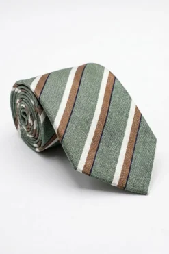 Cravatta in Seta con Doppia Riga - RIGATO VERDE/BEIGE