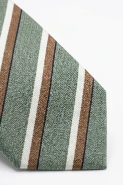 Cravatta in Seta con Doppia Riga - RIGATO VERDE/BEIGE