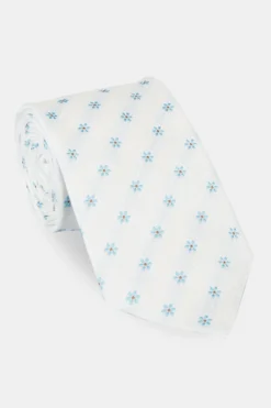 Cravatta in seta con fiori - FANT. BIANCO/AZZURRO