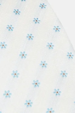 Cravatta in seta con fiori - FANT. BIANCO/AZZURRO