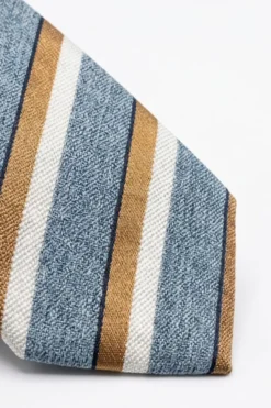 Cravatta in Seta Doppia Riga - RIGATO AZZURRO/MARRONE