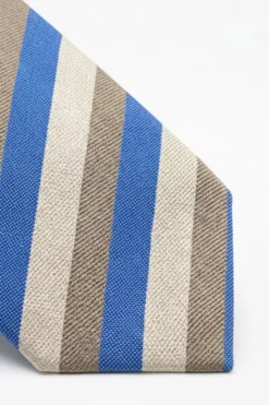 Cravatta in Seta Rigata - RIGATO AZZURRO/BEIGE