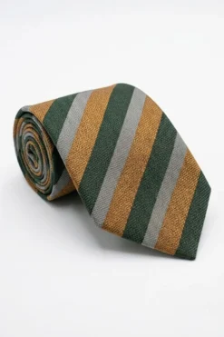 Cravatta in Seta Rigata - RIGATO VERDE/BEIGE