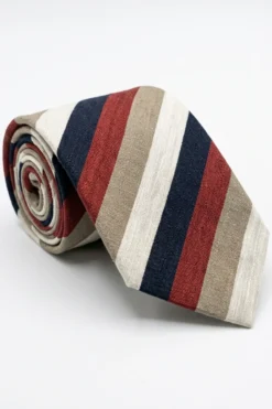 Cravatta Jacquard in Seta a Righe - RIGATO BLU/ROSSO