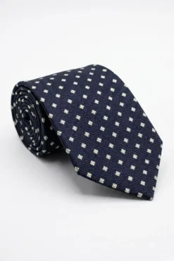 Cravatta Jacquard in Seta Blu a Quadri - BLU QUADRI