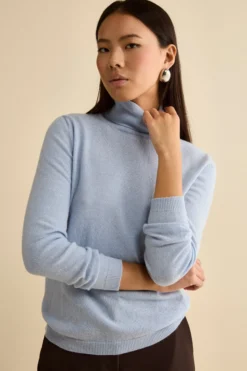 Dolcevita in lana e cashmere - AZZURRO