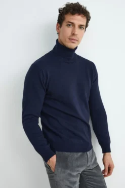Dolcevita in lana e cashmere - BLU NOTTE