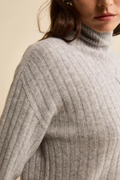Dolcevita in Lana e Cashmere con Treccia - GRIGIO CHIARO