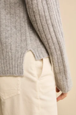 Dolcevita in Lana e Cashmere con Treccia - GRIGIO CHIARO
