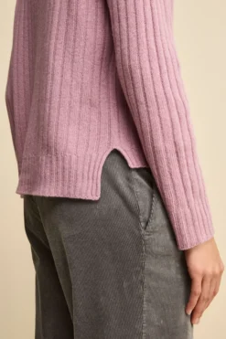 Dolcevita in Lana e Cashmere con Treccia - LILLA