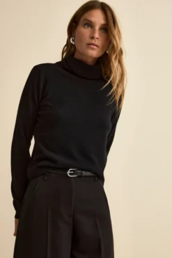 Dolcevita in lana e cashmere - NERO
