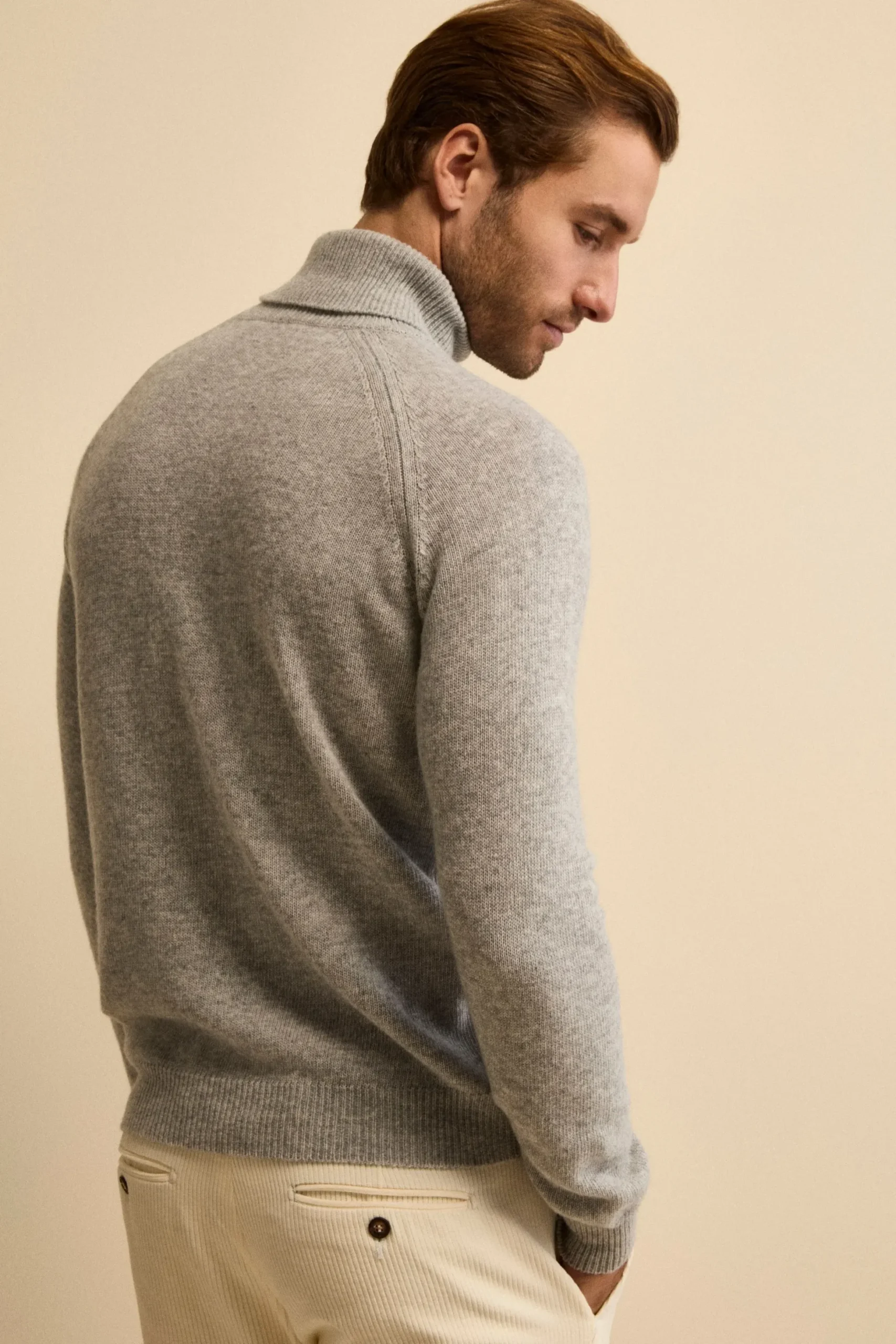 Dolcevita Jacquard in Lana e Cashmere - GRIGIO/BEIGE