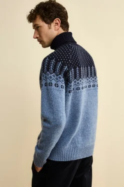 Dolcevita Norvegese Over in Lana Vergine - AZZURRO MELANGE
