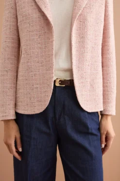 Giacca Aperta in Misto Cotone Bouclé con Lurex - ROSA