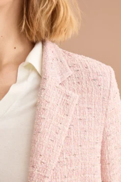Giacca Aperta in Misto Cotone Bouclé con Lurex - ROSA