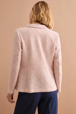 Giacca Aperta in Misto Cotone Bouclé con Lurex - ROSA