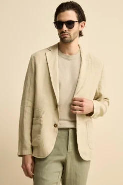 Giacca Beige in Lino - BEIGE