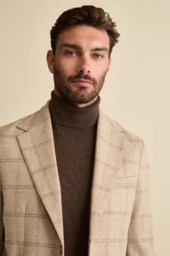 Giacca Check Destrutturata in Misto Lana - BEIGE