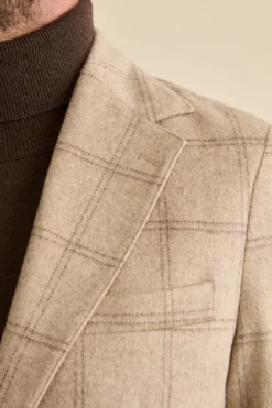 Giacca Check Destrutturata in Misto Lana - BEIGE