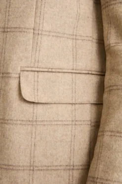 Giacca Check Destrutturata in Misto Lana - BEIGE