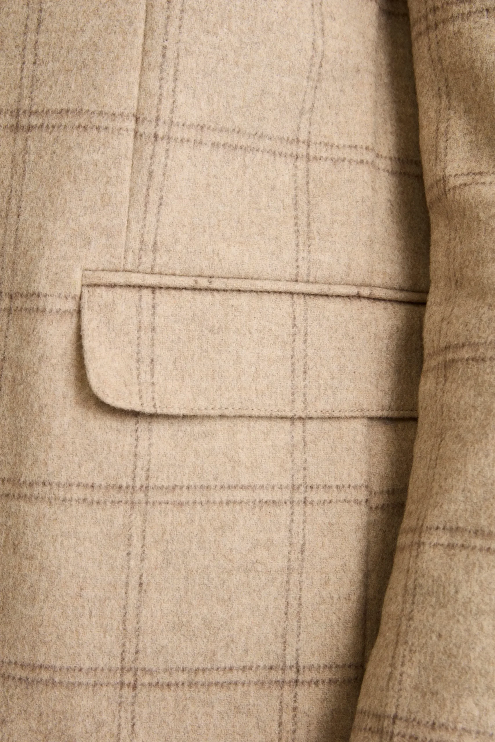 Giacca Check Destrutturata in Misto Lana - BEIGE