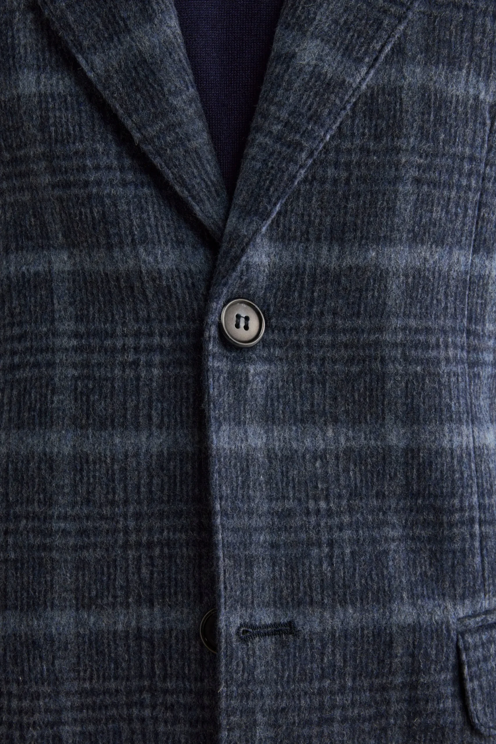 Giacca Check Destrutturata in Misto Lana - BLU