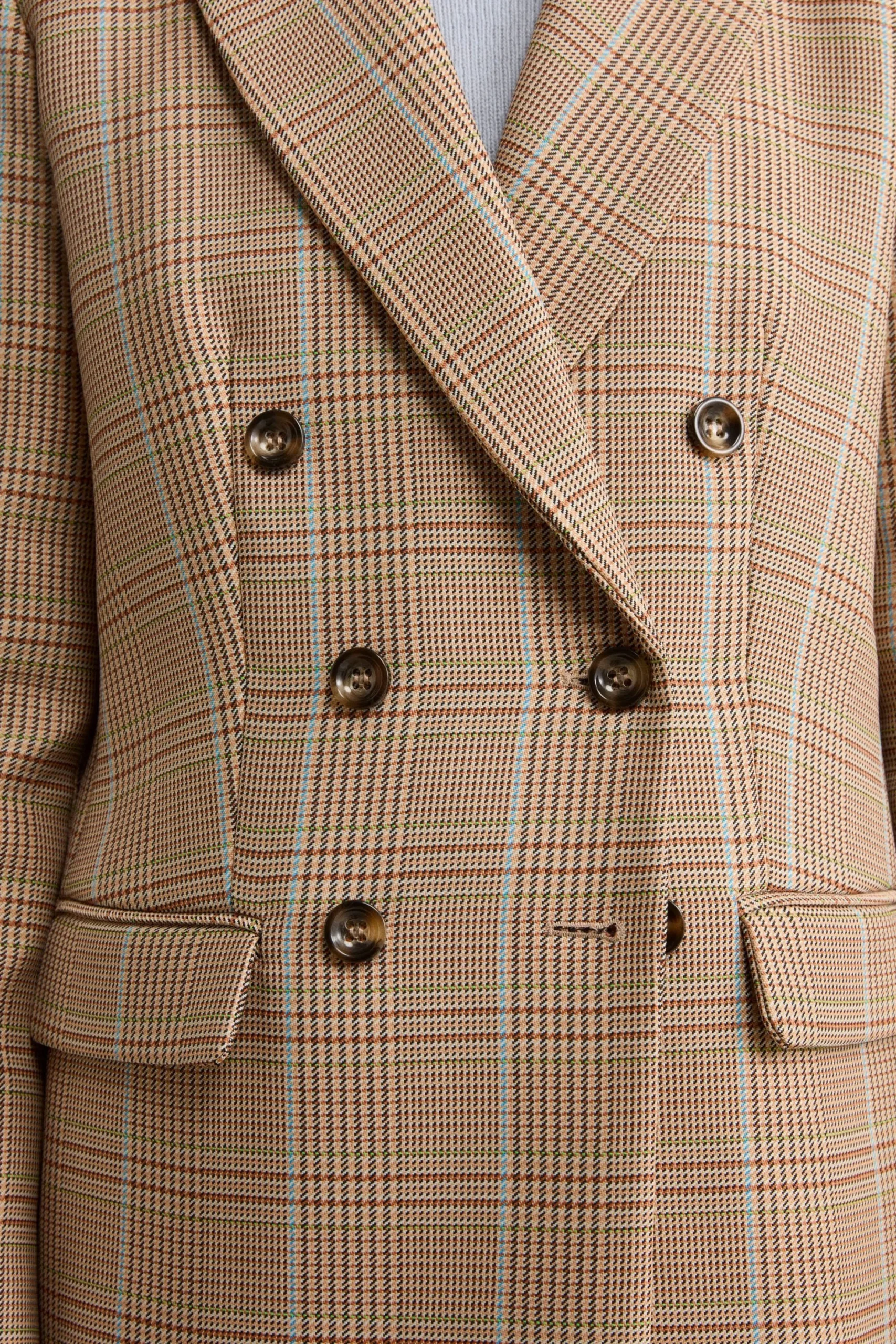 Giacca Check Doppiopetto in Misto Cotone - CAMMELLO QUADRI