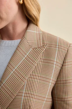 Giacca Check Doppiopetto in Misto Cotone - CAMMELLO QUADRI