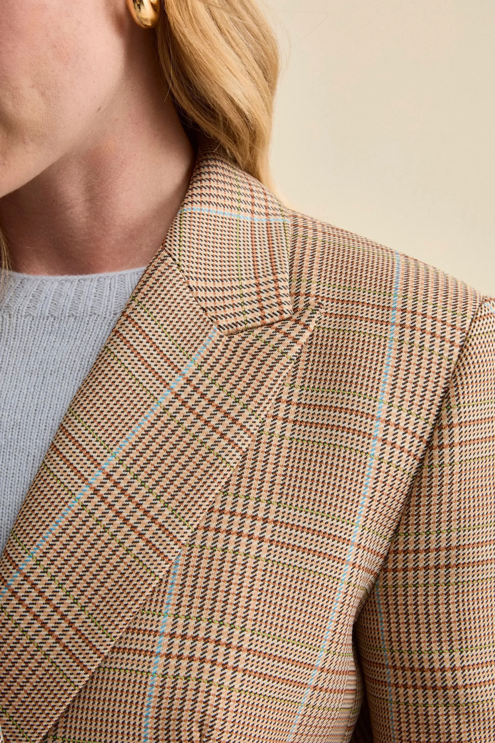 Giacca Check Doppiopetto in Misto Cotone - CAMMELLO QUADRI